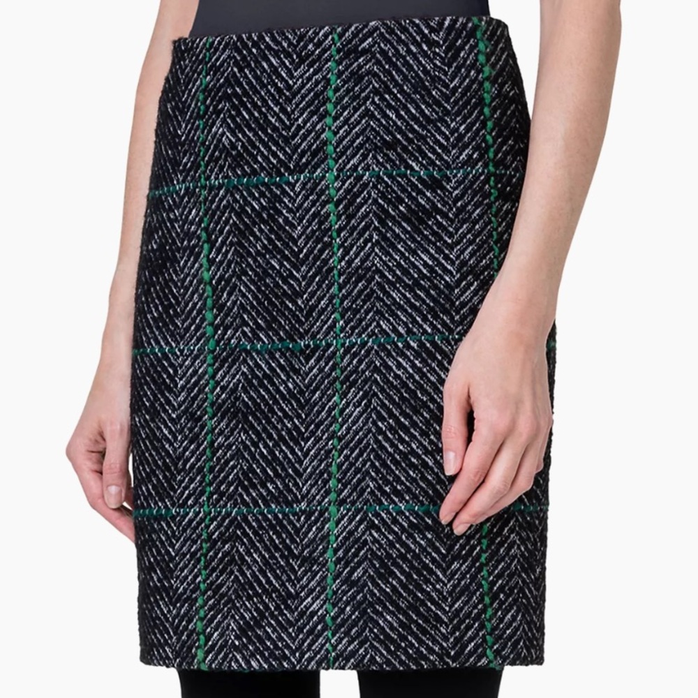 Akris Punto Grid Check Tweed Miniskirt NWT